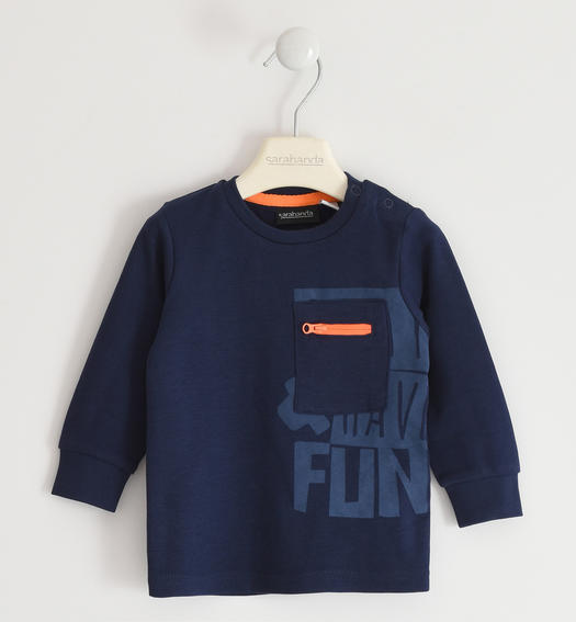 Sarabanda boy s t-shirt with zip from 9 months to 8 years NAVY-3854
