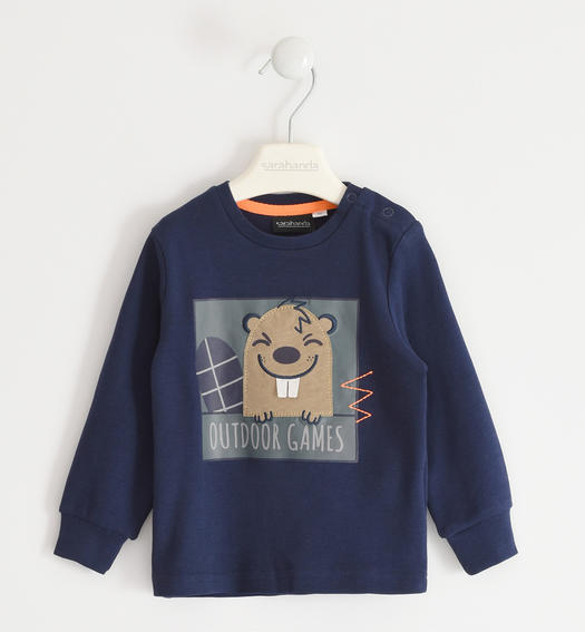 Sarabanda boy s t-shirt with beaver from 9 months to 8 years NAVY-3854