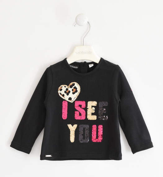 Stretch jersey t-shirt with colourful graphics for girl from 6 months to 7 years Sarabanda NERO-0658