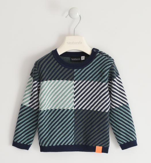 Sarabanda boy s all-over pattern, knit sweater from 9 months to 8 years VERDE SCURO-4254