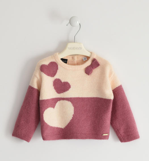 Sarabanda girl s soft-knit sweater from 9 months to 8 years ROSA ANTICO-2748