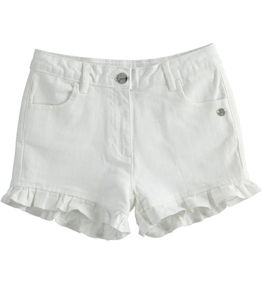 Sarabanda high-waisted shorts with flounce for girls from 8 to 16 years BIANCO-0113