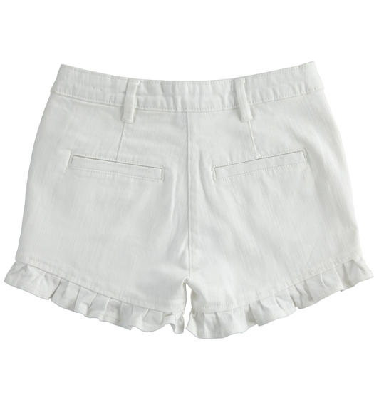 Sarabanda high-waisted shorts with flounce for girls from 8 to 16 years BIANCO-0113