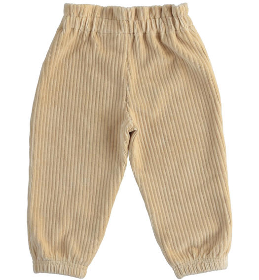 Sarabanda girl s trousers with gathered waistband BEIGE-0732
