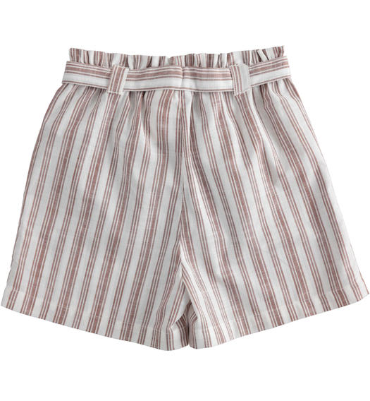 Sarabanda striped pattern short trousers with band for girls from 8 to 16 years PECAN-1122