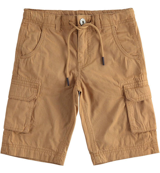 Pantalone corto modello cargo 100% cotone per bambino da 8 a 16 anni Sarabanda BISCOTTO-0946