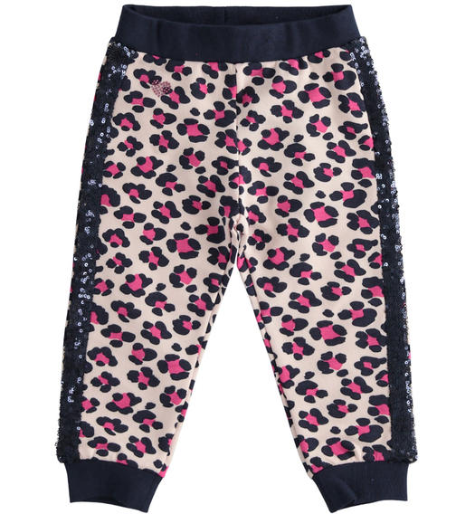 Animalier print fleece trousers for girl from 6 months to 7 years Sarabanda ROSA-BLU-6RR8
