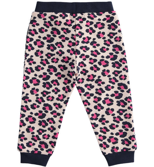 Animalier print fleece trousers for girl from 6 months to 7 years Sarabanda ROSA-BLU-6RR8