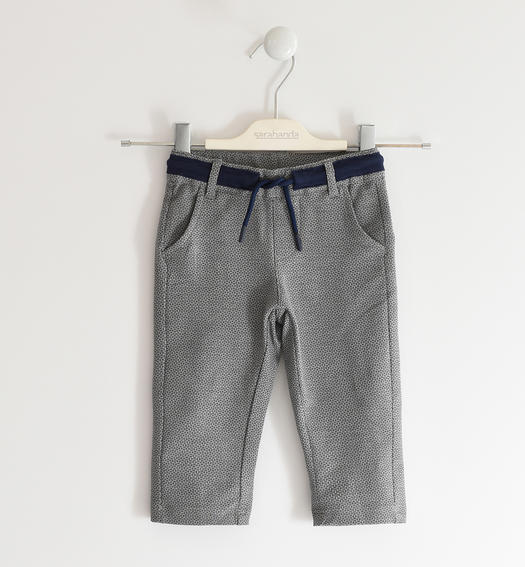 Pantalone in felpa stretch micro fantasia per bambino da 6 mesi a 7 anni Sarabanda GRIGIO MELANGE-GRIGIO-6RN4