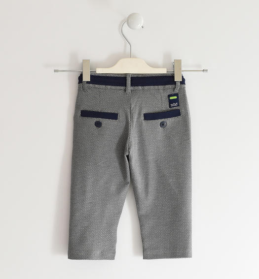 Trousers in micro-patterned stretch fleece for boy from 6 months to 7 years Sarabanda GRIGIO MELANGE-GRIGIO-6RN4