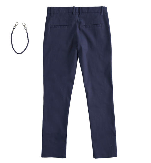 Sarabanda blue long trousers with key ring for boys from 8 to 16 years NAVY-3854
