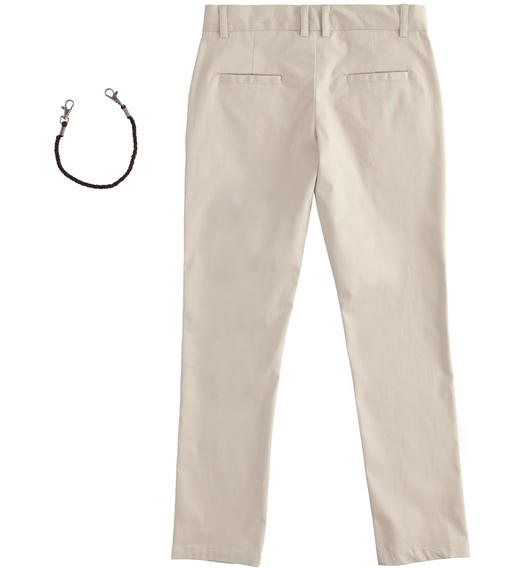 Sarabanda long trousers with key ring for boys from 8 to 16 years BEIGE-0421