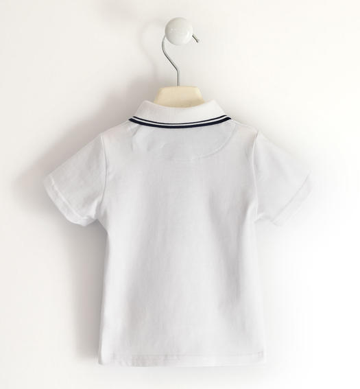 Sarabanda short sleeve polo shirt for boys 100% cotton with breast pocket from 6 months to 8 years BIANCO-0113