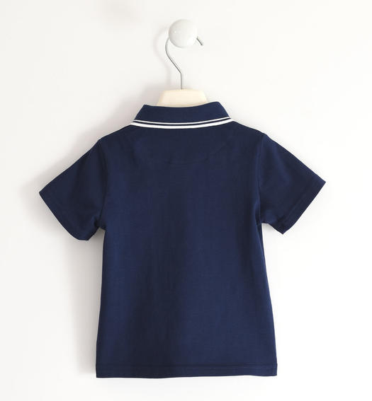 Sarabanda short sleeve polo shirt for boys 100% cotton with breast pocket from 6 months to 8 years NAVY-3854