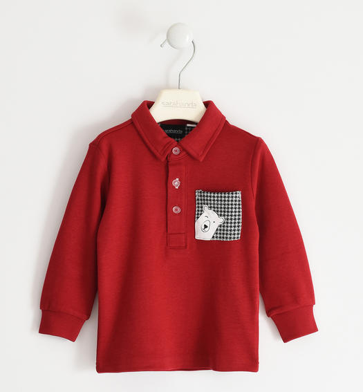 Sarabanda boy s long-sleeved polo t-shirt from 9 months to 8 years ROSSO-2259