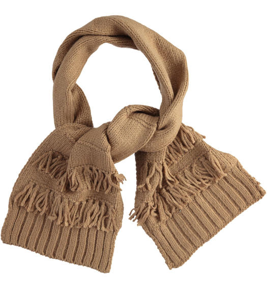 Sarabanda girl s scarf with fringe from 8 to 16 years BEIGE-0729