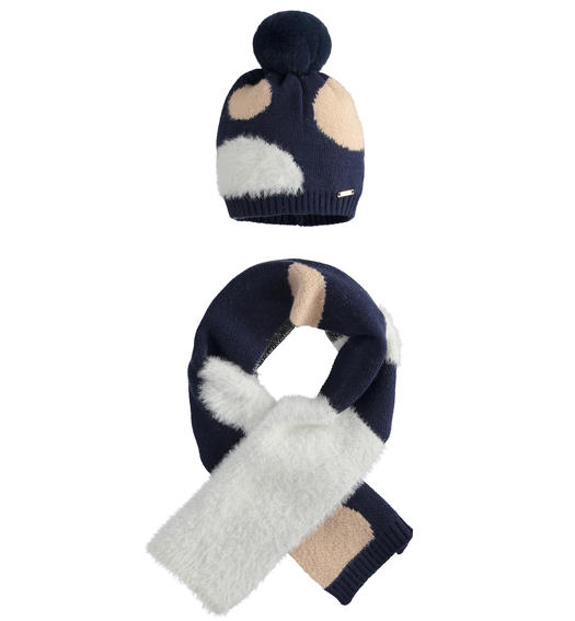 Sarabanda girl s hat and scarf set from 9 months to 8 years NAVY-3854