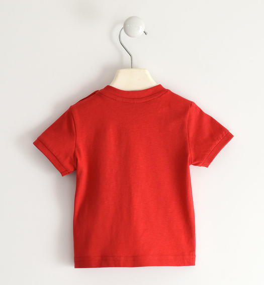 Sarabanda 100% cotton T-shirt for boys with photographic print from 6 months to 8 years ROSSO-2256