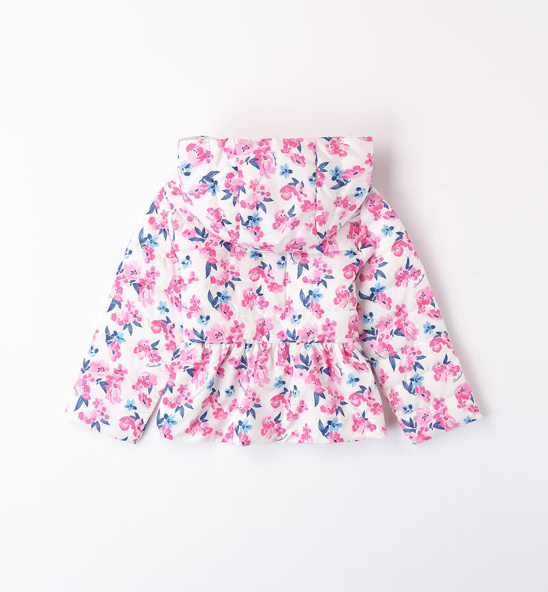 Girls' 100-gram padded floral jacket BIANCO-MULTICOLOR-6ACN