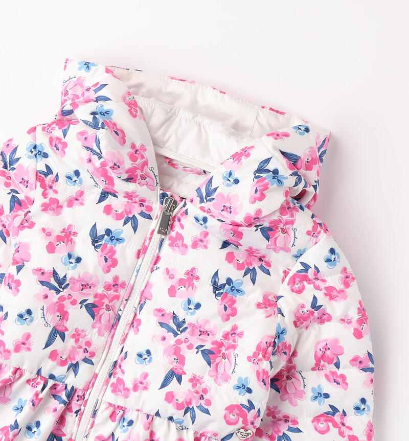 Girls' 100-gram padded floral jacket BIANCO-MULTICOLOR-6ACN