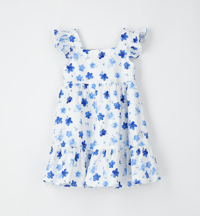 100% cotton dress for girls BIANCO-AZZURRO-6CAN