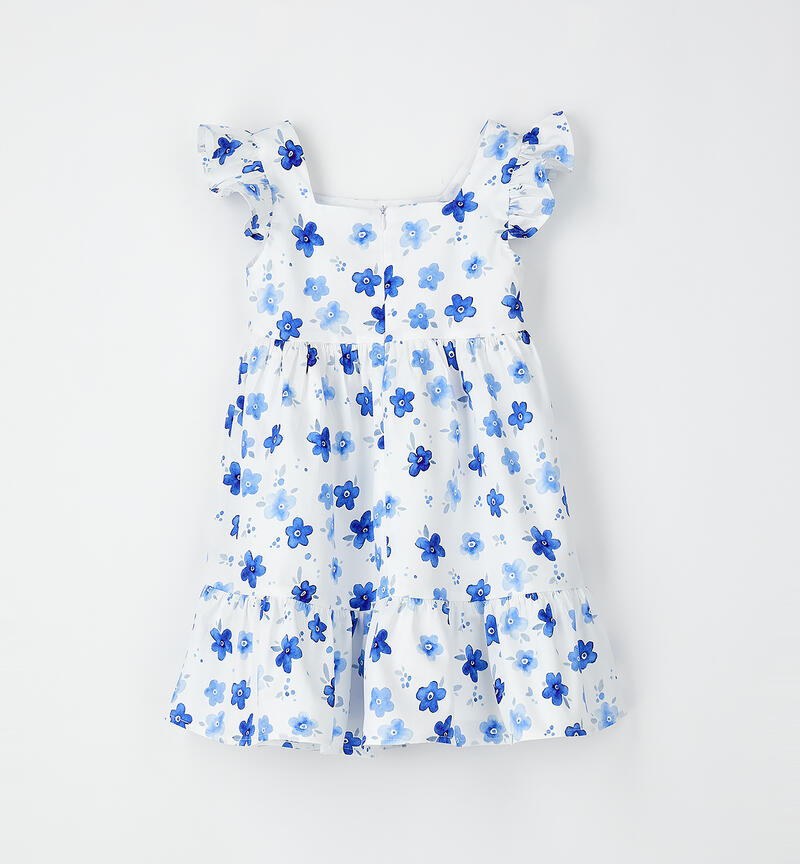 100% cotton dress for girls BIANCO-AZZURRO-6CAN