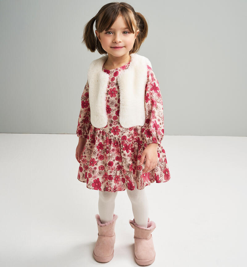 Girl's dress with vest CILIEGIA-CIOCCOLATO-6BUH