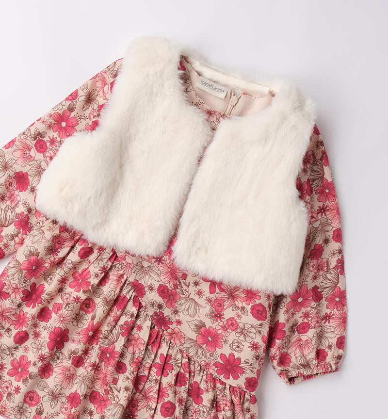 Abito bambina con gilet CILIEGIA-CIOCCOLATO-6BUH