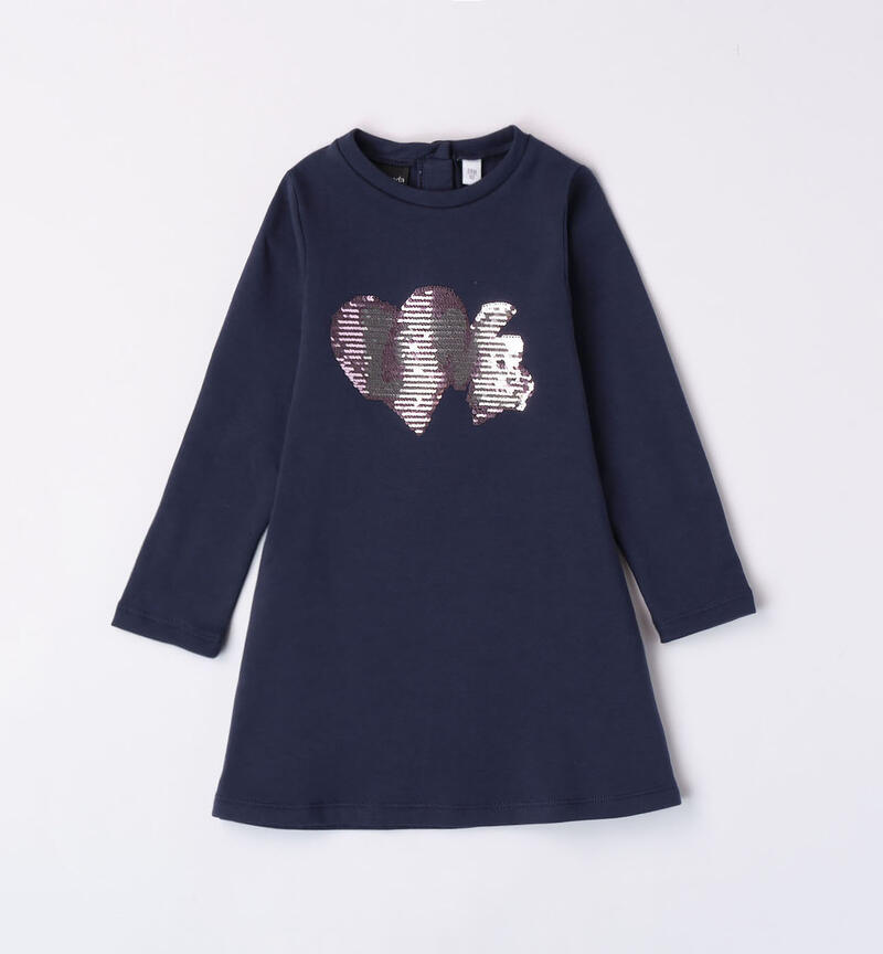 Sarabanda sequinned dress for girls from 12 months to 8 years NAVY-3854