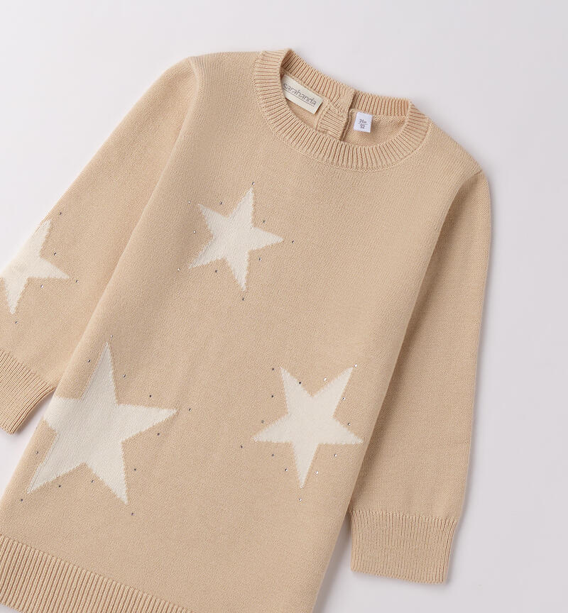 Girl's dress with stars BEIGE-0924