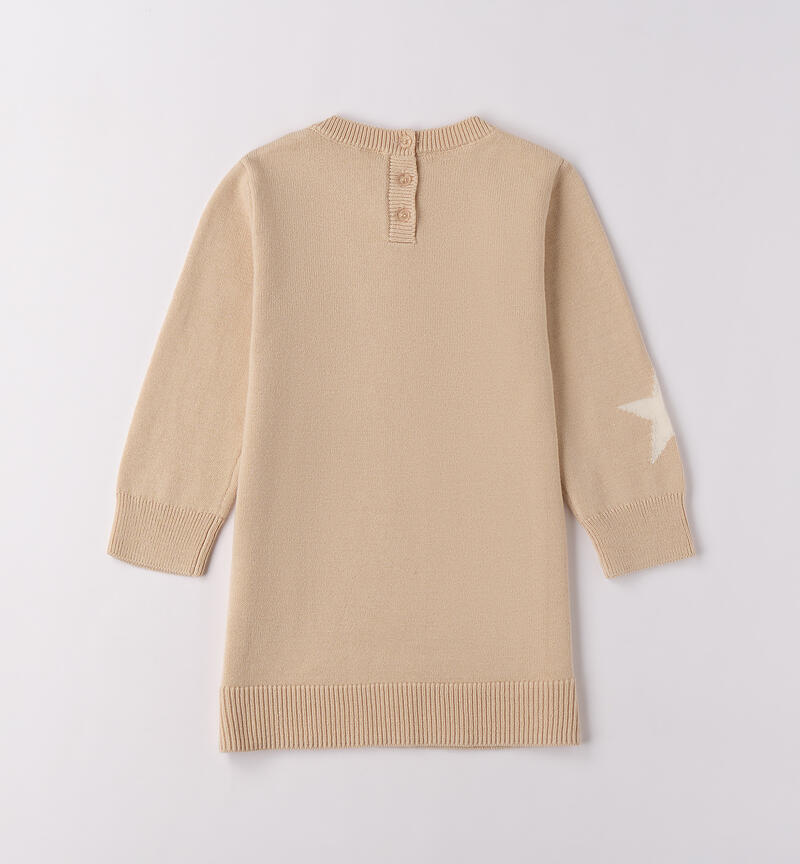 Girl's dress with stars BEIGE-0924