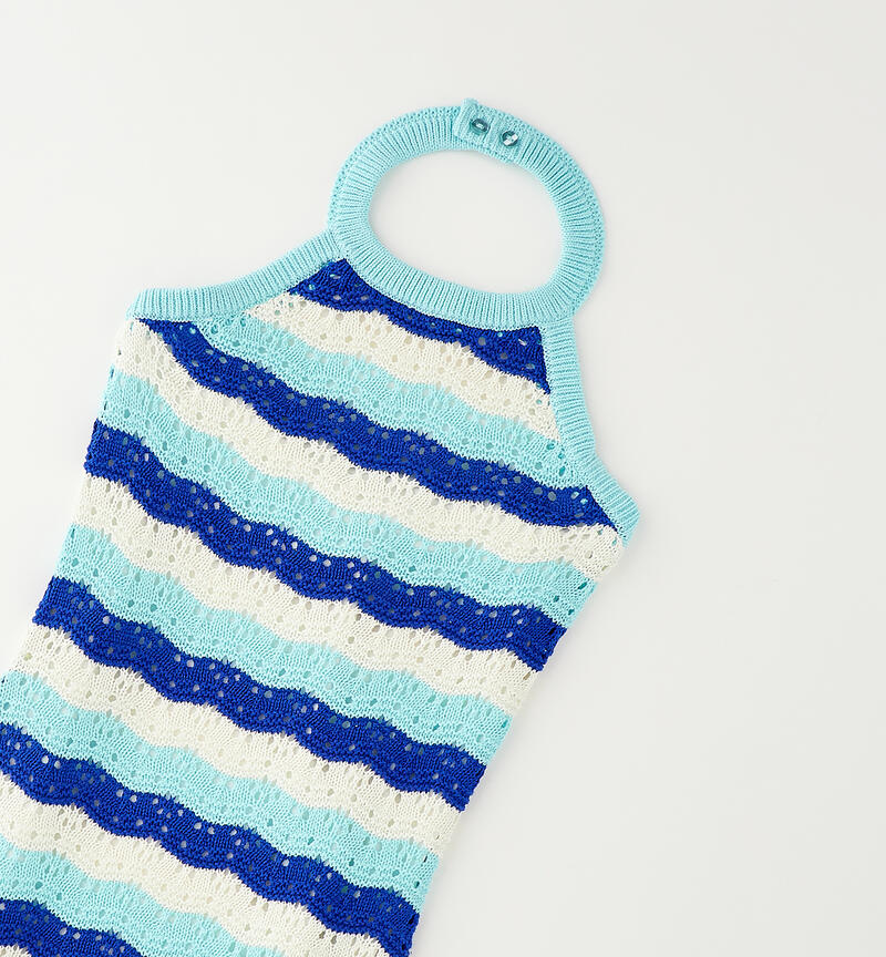 Abito bambina in tricot di cotone ACQUA-4158