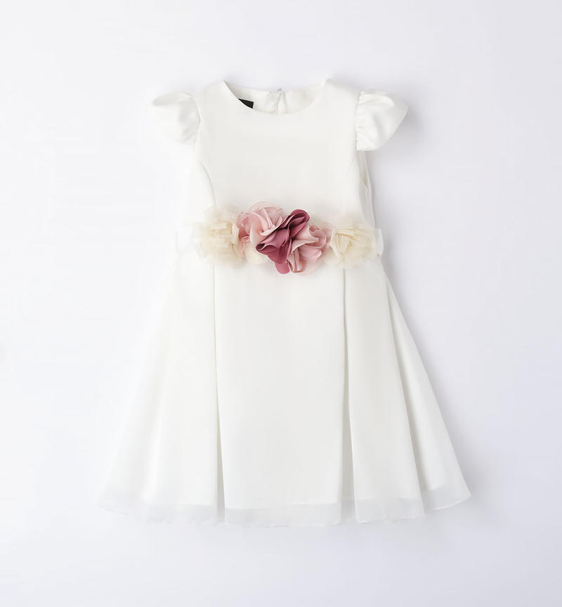 Abito cerimonia con cintura bambina da 9 mesi a 8 anni Sarabanda PANNA ROSA-8146