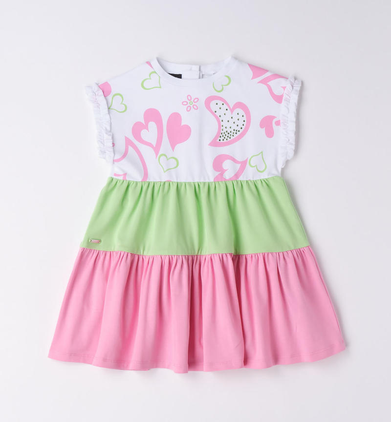 Sarabanda colourful dress for girls from 9 months to 8 years BIANCO-0113