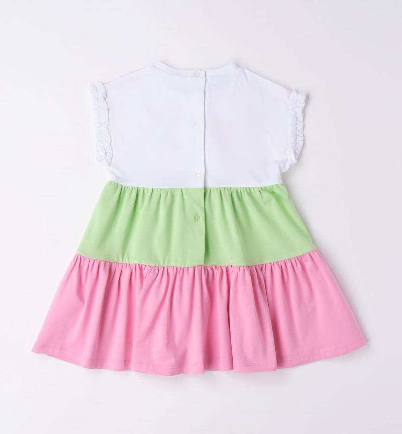 Sarabanda colourful dress for girls from 9 months to 8 years BIANCO-0113