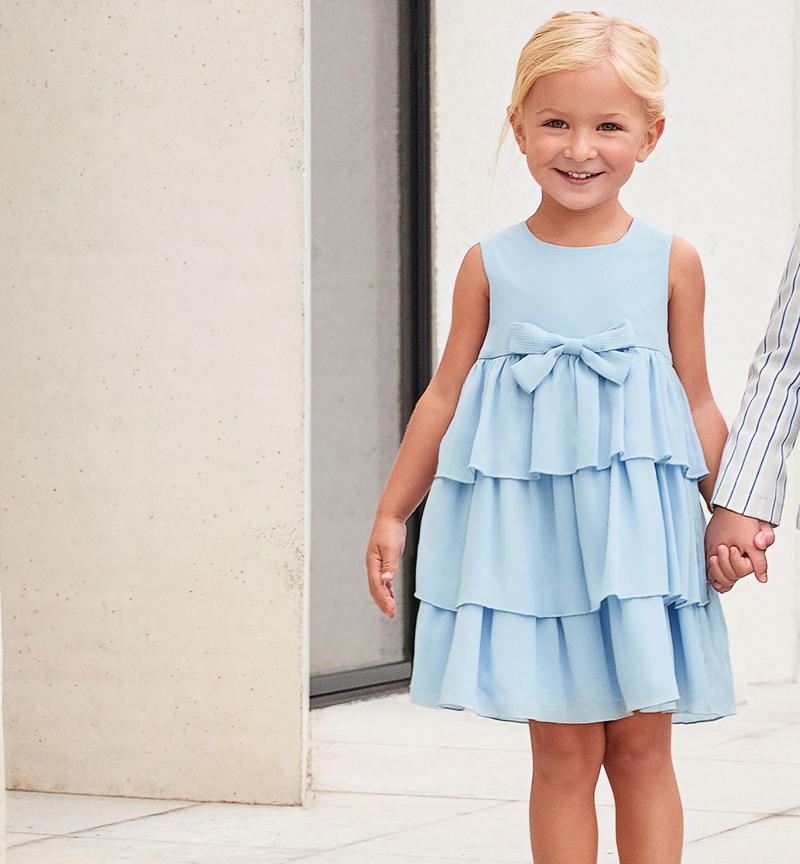 Abito elegante fiocco bambina da 9 mesi a 8 anni Sarabanda BLU-3632