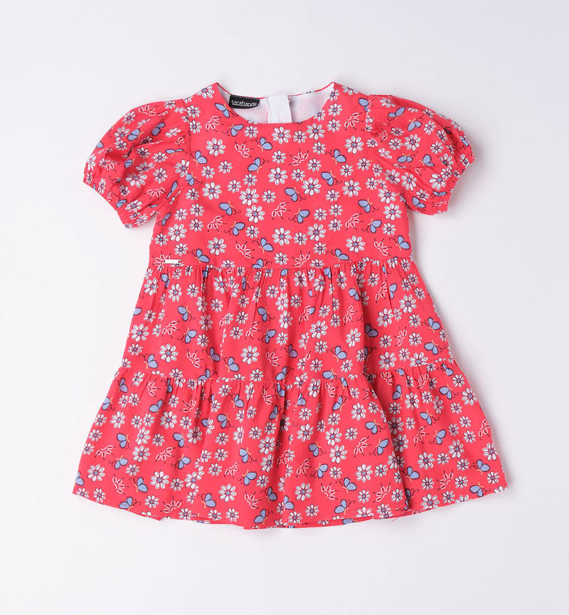 Sarabanda summer floral dress for girls from 9 months to 8 years BIANCO-ROSSO-6VG3