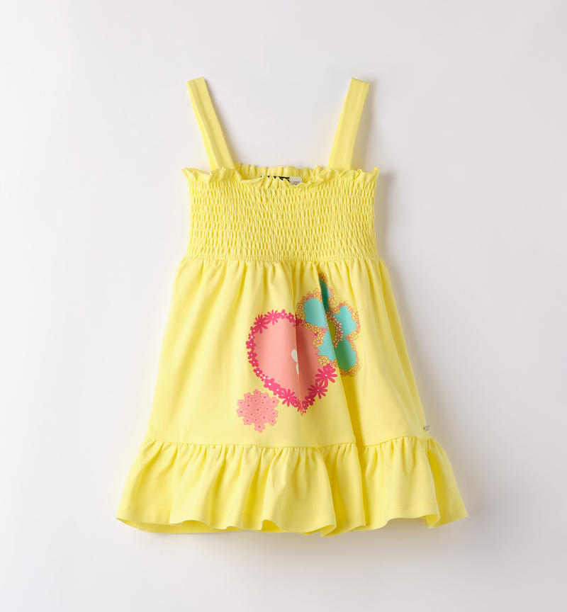 Sarabanda summer dress for girls from 9 months to 8 years GIALLO-1417