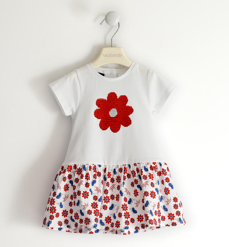 Abito fiore paillettes bambina da 12 mesi a 8 anni Sarabanda BIANCO-0113