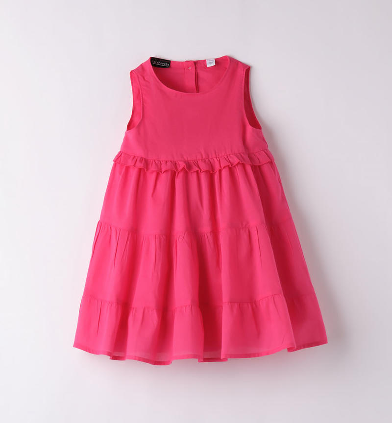 Sarabanda cool 100% cotton dress for girls from 9 months to 8 years FUXIA-2437