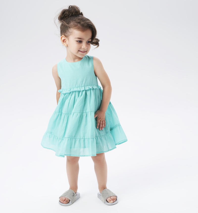 Sarabanda cool 100% cotton dress for girls from 9 months to 8 years VERDE MENTA-4431