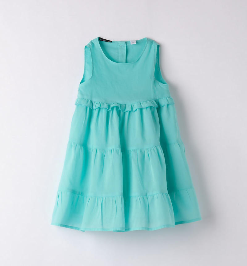 Sarabanda cool 100% cotton dress for girls from 9 months to 8 years VERDE MENTA-4431