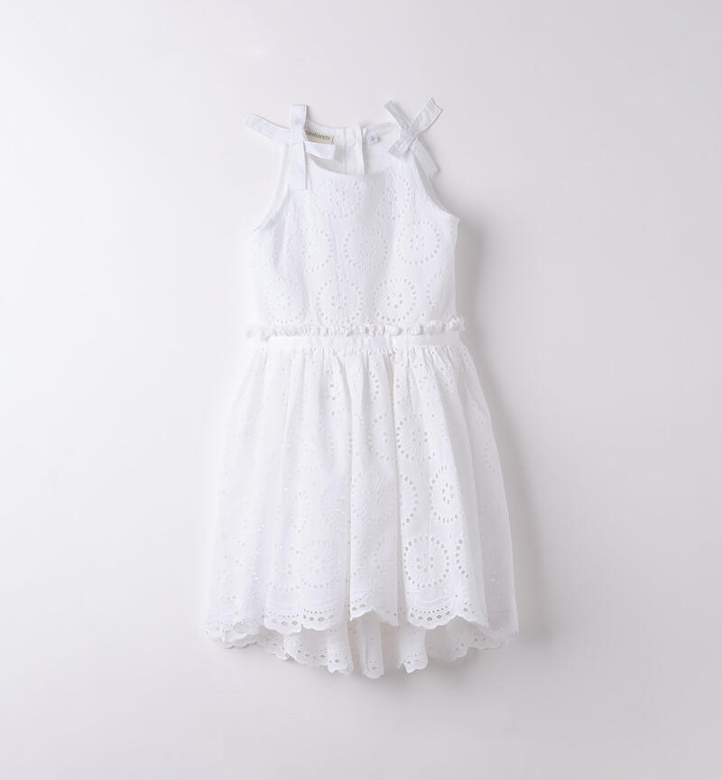 Girls' broderie anglaise dress BIANCO-0113