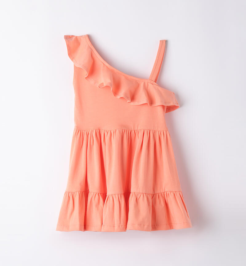 Girl's one-shoulder dress DESERT FLOWER PEACH -2124