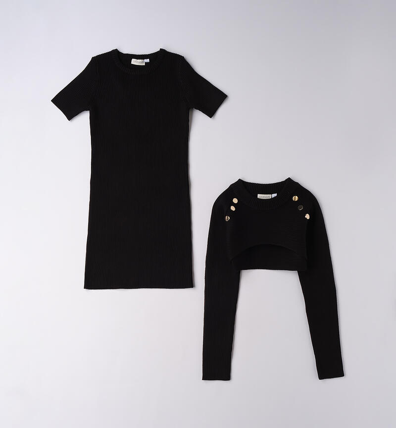 Abito per ragazza due pezzi NERO-0658