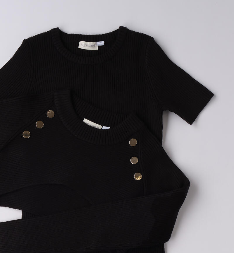 Abito per ragazza due pezzi NERO-0658