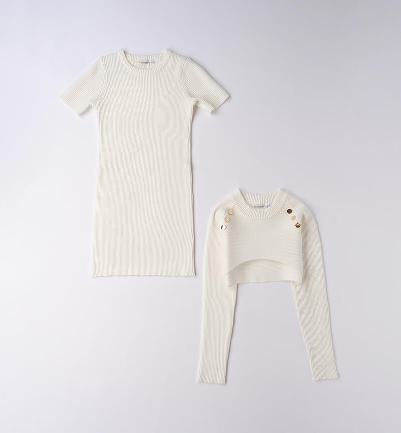 Abito per ragazza due pezzi PANNA-0112