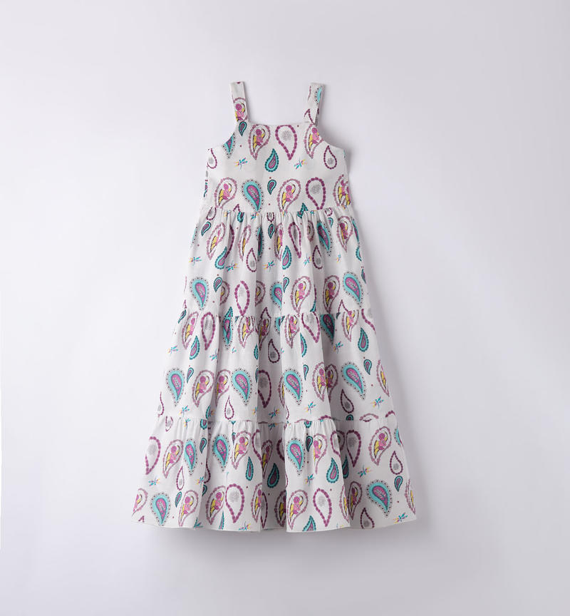 Abito ragazza in tela da 8 a 16 anni Sarabanda PANNA-MULTICOLOR-6VU1