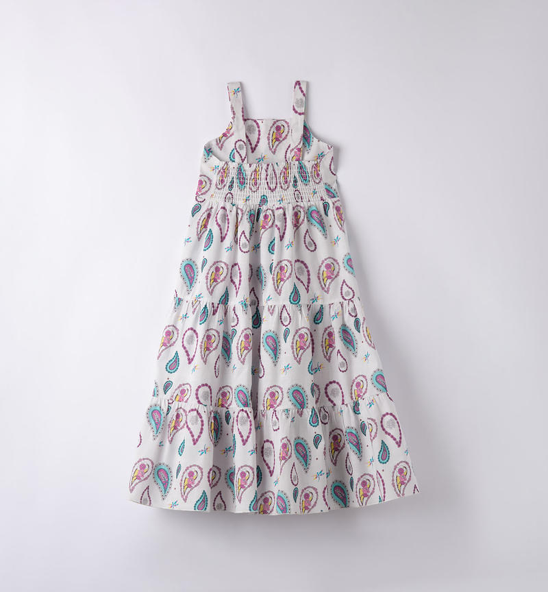 Abito ragazza in tela da 8 a 16 anni Sarabanda PANNA-MULTICOLOR-6VU1