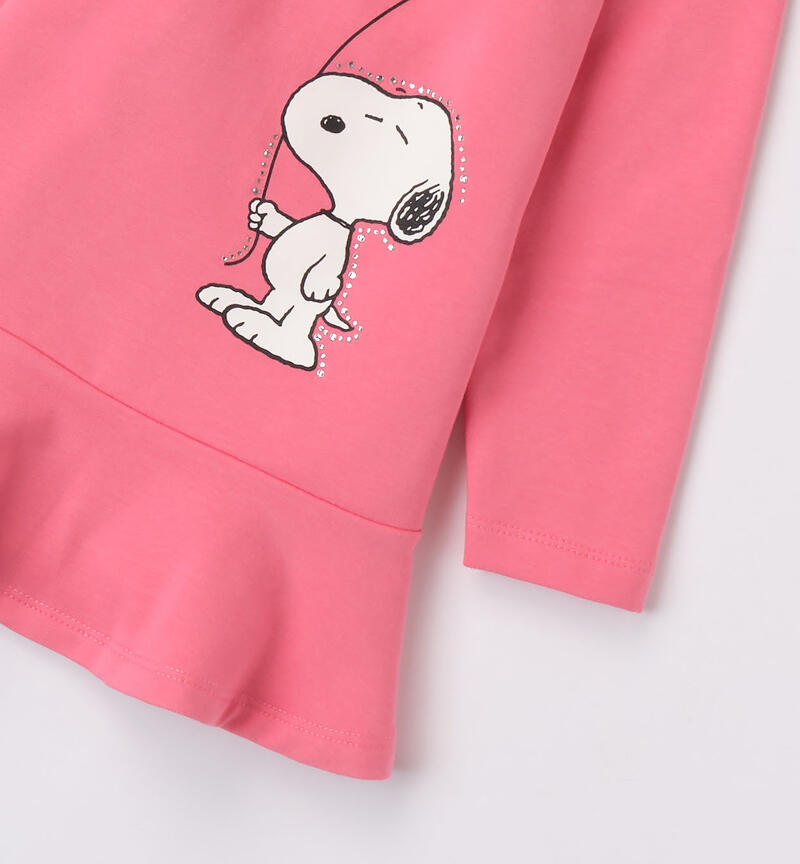 Sarabanda pink Snoopy dress for girls from 9 months to 8 years CORALLO-2322